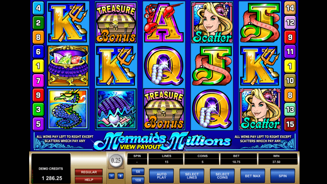 Игровой интерфейс Mermaids Millions 8
